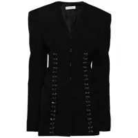 mach & mach corset hook-and-eye wool mini dress - noir
