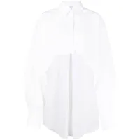 mugler chemise en coton à ourlet asymétrique - blanc