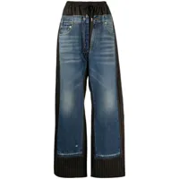 jean paul gaultier pantalon à fines rayures - bleu