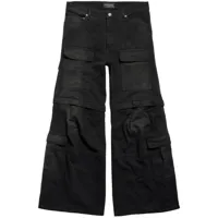 balenciaga pantalon cargo en coton à coupe évasée - noir