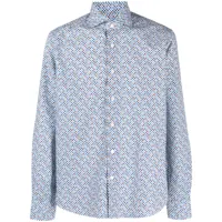 orian chemise en coton à imprimé géométrique - bleu