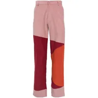 kidsuper pantalon colour block en velours côtelé - rose