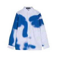 kidsuper chemise stripe blurry face - bleu