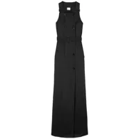 burberry robe mi-longue à boutonnière croisée - noir