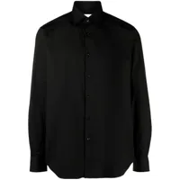 xacus chemise en coton mélangé à boutonnière - noir