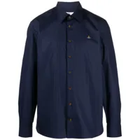 vivienne westwood chemise en coton à logo orb brodé - bleu