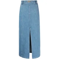 patou jupe fendue en jean à coupe mi-longue - bleu