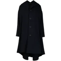 yohji yamamoto manteau long à col à découpes - bleu