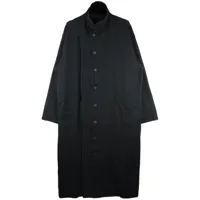 yohji yamamoto manteau boutonné à col roulé - noir