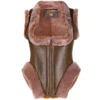jean paul gaultier x knwls veste en cuir à bords texturés - marron