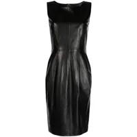 gucci pre-owned robe mi-longue en cuir à design sans manches (2010) - noir