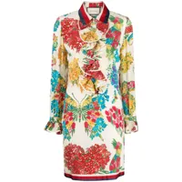 gucci pre-owned robe mi-longue en soie à fleurs (années 2010) - multicolore
