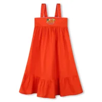 kenzo kids robe évasée à logo appliqué - orange