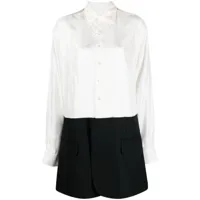 mm6 maison margiela robe-chemise courte à logo imprimé - blanc