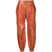 ulla johnson pantalon cyrus en cuir - orange