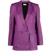 zadig&voltaire blazer visco en cuir craquelé - violet