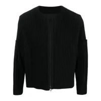 homme plissé issey miyake veste zippée à design plissé - noir