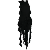 simkhai robe mi-longue drapée à volants - noir