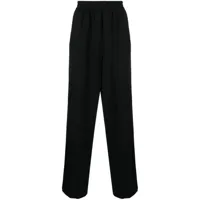 the row pantalon droit en laine davide à taille ceinturée - noir