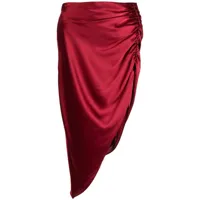 michelle mason jupe asymétrique en soir à fronces - rouge