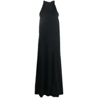 gauchère robe longue sans manches à détails drapés - noir