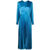 sandro robe plissée à coupe longue - bleu