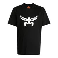mcm t-shirt en coton biologique à logo laurel - noir