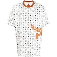 mcm t-shirt en coton biologique à motif mega laurel - blanc