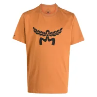 mcm t-shirt en coton biologique à logo laurel - marron
