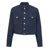 balmain chemise en jean à logo en jacquard - bleu