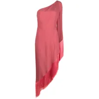 taller marmo robe asymétrique à franges - rose
