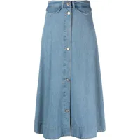 moschino jeans jupe évasée en jean à boutonnière sur le devant - bleu
