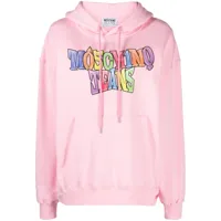 moschino jeans hoodie en coton à logo imprimé - rose