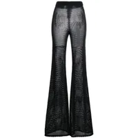 moschino jeans pantalon en crochet à coupe évasée - noir
