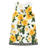 dolce & gabbana kids robe-chemise à roses imprimées - jaune