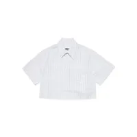 mm6 maison margiela kids chemise rayée à logo imprimé - blanc