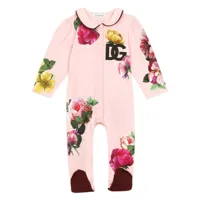 dolce & gabbana kids pyjama en coton à fleurs - rose