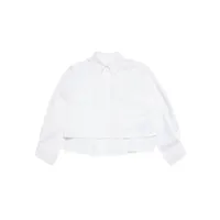 mm6 maison margiela kids chemise plissée en coton à broderies - blanc
