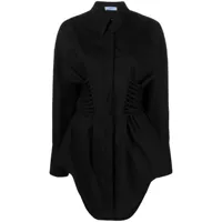mugler robe courte en coton à détail de laçage - noir