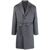 lardini manteau ceinturé à logo appliqué - gris