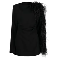 rachel gilbert robe courte reina à détail de plumes - noir