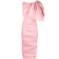 rachel gilbert robe mi-longue zima à fronces - rose