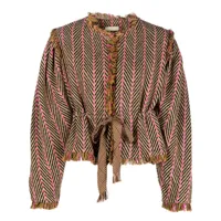 ulla johnson veste en tweed ames à chevrons - rose