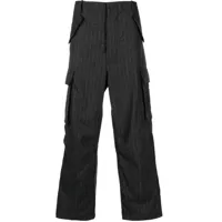 laneus pantalon cargo en laine mélangée à fines rayures - gris