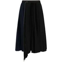 sacai jupe plissée à détail de zip - noir