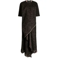 uma wang robe mi-longue sadie à franges - noir