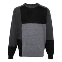 neil barrett pull en laine à design colour block - gris