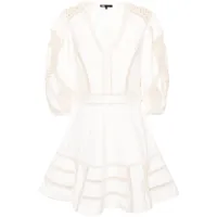 maje robe courte à empiècements en crochet - blanc