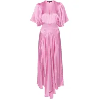 maje robe longue en satin à design drapé - rose