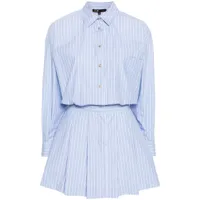 maje robe-chemise en coton à rayures - bleu